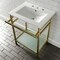 Kingston Brass VPB24187W87 24-Inch Ceramic Console Sink (8-Inch, 3-Hole), White/Brushed Brass VPB24187W87 - alternate 3
